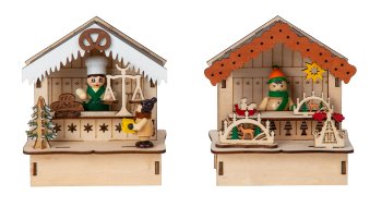 Wooden market houses h=12,5cm w=11cm