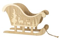 Wooden Xmas sledge for filling h=34cm