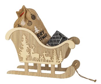 Wooden Xmas sledge for filling h=34cm