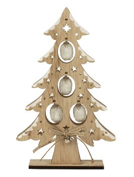 Wooden Xmas tree with LED-light h=30cm