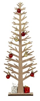 Wooden Xmas tree with xmas balls and