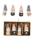 Wooden doll grey/rose with fabric dress