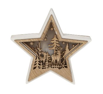 Wooden star with winter landscape &