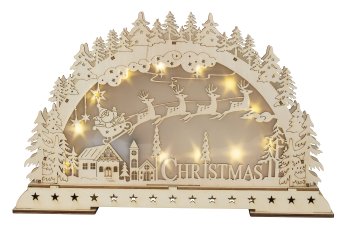 Winter landscape in wooden with santa on