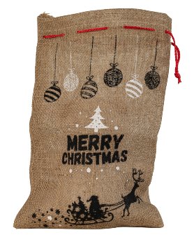 Jute-Sack braun "Merry Christmas" h=45cm