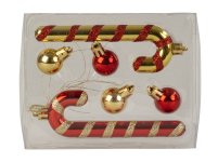 Decoration-Set: 2 candy canes & 4 xmas