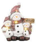 Snowman family with "Welcome" plate &