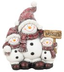 Schneemann-Familie mit "Welcome"-Schild