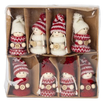 Wooden doll white/red with shekel dress