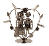 Metal-wedding couple on swing h=24cm