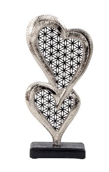 Metall Herzen auf Holzsockel h=33cm