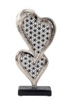 Metall Herzen auf Holzsockel h=33cm