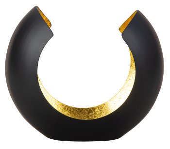 Metal candle holder black, inside gold