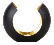 Metal candle holder black, inside gold