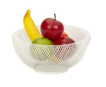 Metal bowl white round d=25cm h=12,5cm