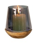 Holzschale mit Glas als Windlicht h=20cm