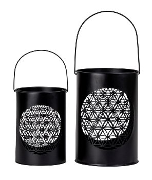 Metal-lantern flower of life black