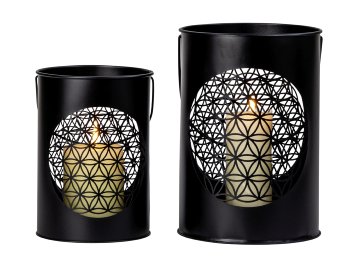 Metal-lantern flower of life black