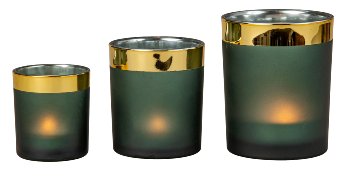 Set of 3 glass tealight holders