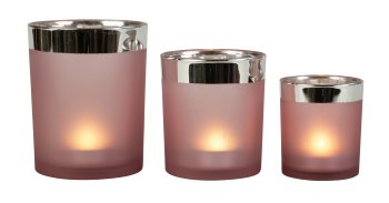 3er-Set Glas-Teelichthalter rosa