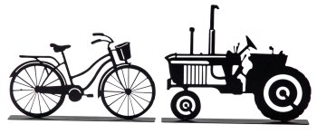 Metal tractor & bicycle h=15+20cm