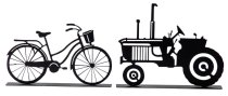 Metal tractor & bicycle h=15+20cm