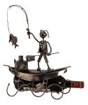 Metal Wine-bottle holder "fisherman in