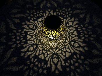 Metal solar decoration black with floral