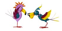 Metal birds purple/turquoise h=19+20cm