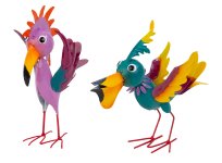 Metal birds purple/turquoise h=19+20cm