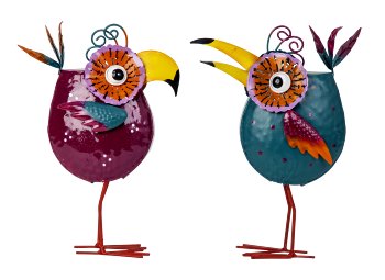 Metal birds purple/turquoise h=27cm