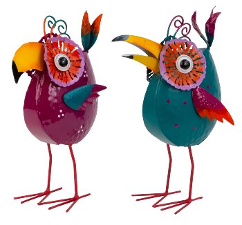 Metal birds purple/turquoise h=27cm