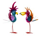 Metal birds purple/turquoise h=41+47cm