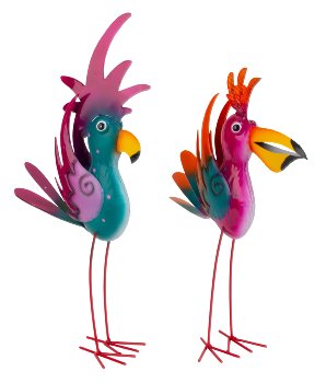 Metal birds purple/turquoise h=41+47cm