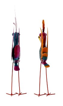 Metal birds purple/turquoise h=41+47cm