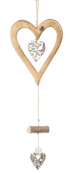 Wooden heart decoration for hanging