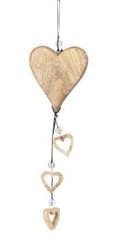 Wooden heart decoration for hanging