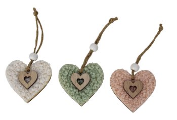 Wooden heart with felt 5,5x5,5cm for