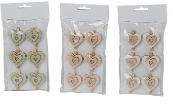 Wooden heart with felt w=4cm as clip