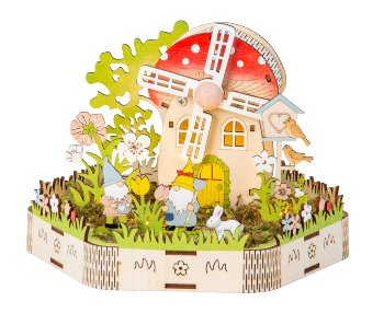 Frühlings-Holzdeko h=18cm b=22cm mit LED