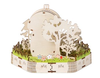 Frühlings-Holzdeko h=18cm b=22cm mit LED