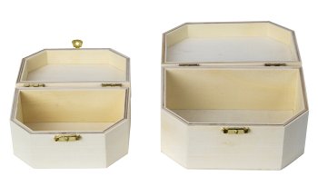 Set of 2 wooden boxes h=6,3+7,2cm