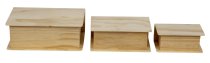 Set of 3 wooden book boxes h=5+6,3+7,2cm