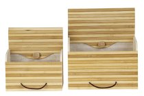 Set of 2 bamboo box with soft lid