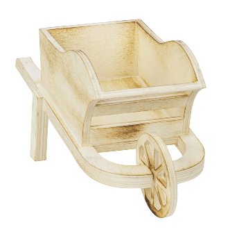 Wooden wheelbarrow h=12,5cm l=26cm