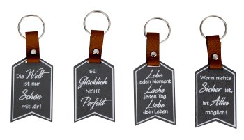 Wooden keyring with different words