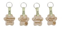 Wooden keyring animal paw with different