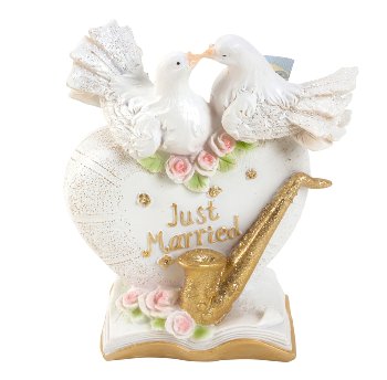 Wedding money box with pigeon h=15,5cm