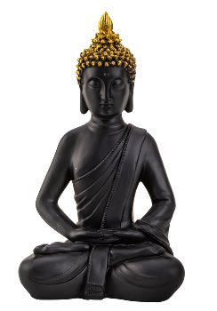 Buddha schwarz mit goldener Haube h=30cm