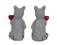 Cat grey standing with heart in hand